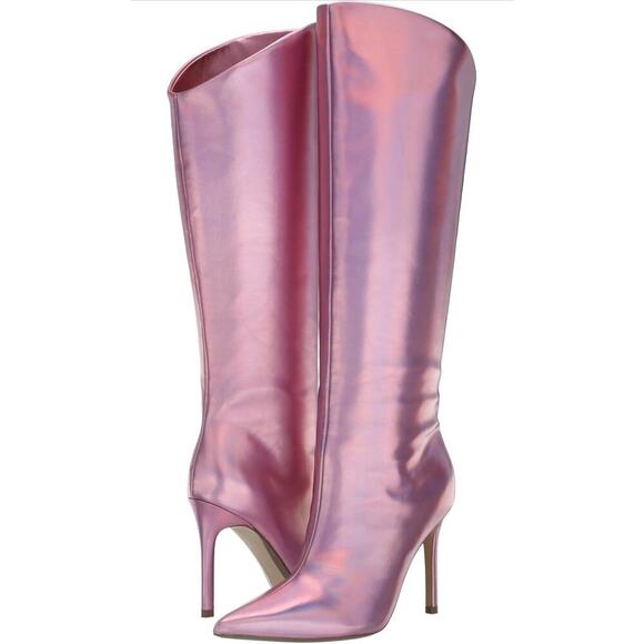 Sarina Boots US 8. Pink Iridescent Pointed-Toe Sabrina carpenter Y2K Barbiecore - Picture 1 of 10